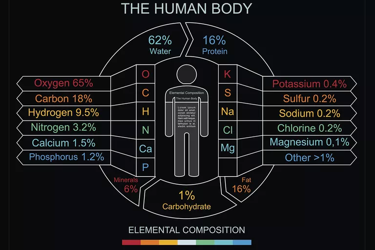 ماهو اكثر عنصر كيميائي متواجد في جسم الانسان